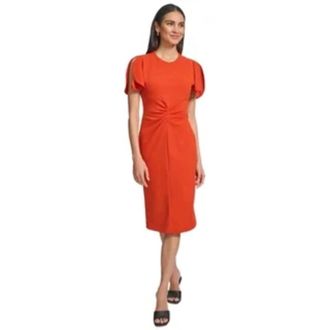 Calvin Klein Scuba Crepe Sheath Dress In Rusty