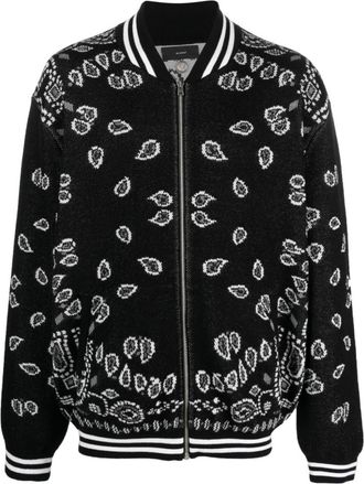 Alanui Black Bandana Piquet cotton bomber jacket