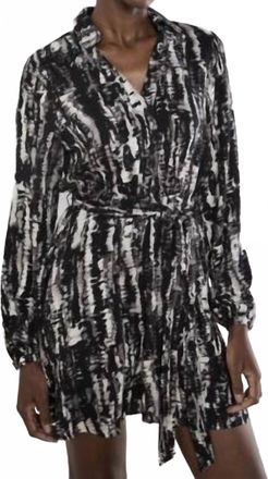 Apricot Half Placket Mini Dress In Grey