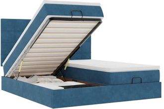 vidaXL Estructura De Cama Otomana Colchones Terciopelo Azul Oscuro Vidaxl