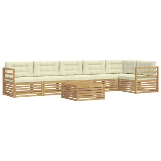 vidaXL Conjunto De Sof&aacute;s De Exterior 7 Pcs Blanco Y Crema Poli&eacute;ster Vidaxl