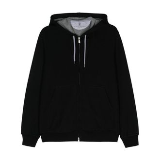 Brunello Cucinelli Brunello Cucinelli, Zip-throughs, male, Black, Size: XL Black Sweaters for Men