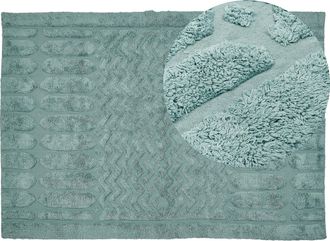 Beliani Alfombra De Algod&oacute;n Verde Menta 160 X 230 Cm Hecho A Mano Patr&oacute;n Geom&eacute;trico Sirnak