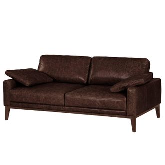 Ars Natura home24 ars manufacti Sofa Horley 2-Sitzer Dunkelbraun Echtleder 176x76x94 cm