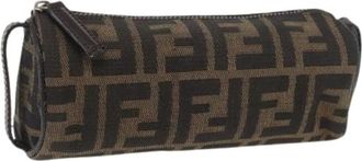 Fendi Pre-owned Mini Bags, female, Brown, Size: ONE SIZE Pre-owned Zucca Canvas Pouch
