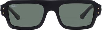 Ray-Ban FLACKO BIO BASED Green Rectangular Unisex Sunglasses RB4454F 667731 53