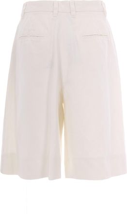 Max Mara Womens Bermuda Shorts Drill Cotton-Linen White