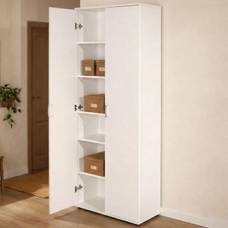 Dmora Dmora - Armoire 2 Portes Avec &Eacute;tag&egrave;res, Couleur Blanche, 70x34x189h