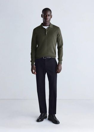 Mango Polo in jersey a maglia fine verde scuro - Uomo - XXL - MANGO MAN