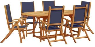 vidaXL vidaXL 7 Piece Garden Dining Set Solid Wood Acacia and Textilene