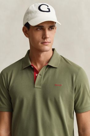 GANT Poloshirt GANT REG CONTRAST PIQUE SS RUGGER, Herren, Gr. 4XL, dry herb gr&uuml;n, Piqu&eacute;, Obermaterial: 96% Baumwolle, 4% Elasthan, regular fit h&uuml;ftlang, ho