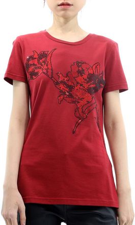 Roberto Cavalli Ladies Carmine Tulip Crystal Embellished T-Shirt, Brand Size 40 ( US Size 6 )