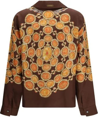 Versace Womens Brown Fabric Pattern Shirt