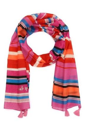 Kate Spade New York sunny stripe cotton & silk oblong scarf in Carousel Pink at Nordstrom Rack
