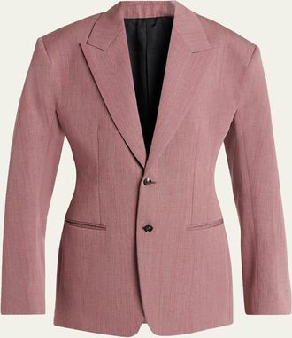 Bottega Veneta Oversized Wool-Linen Single-Breasted Jacket