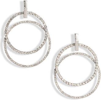 Cristabelle Double Crystal Hoop Earrings in Crystal/Silver at Nordstrom