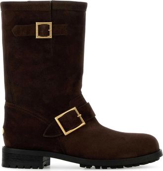 Jimmy Choo London Biker Mid - Dames - Hoge Laarzen - Bruin - 38 EU - Leer - Schoenen