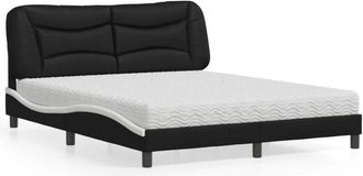 vidaXL Vidaxl - Cama Con Colch&oacute;n Cuero Sint&eacute;tico Negro Y Blanco 160x200 Cm
