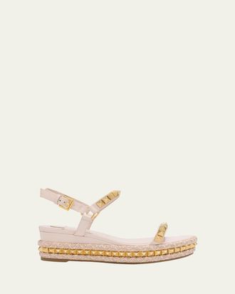 Christian Louboutin 60mm Pyraclou Patent Spike Wedge Sandals