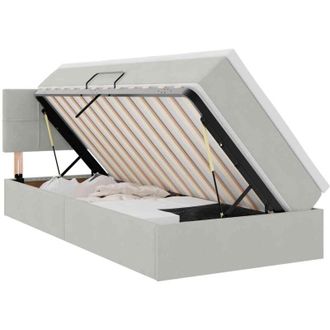 vidaXL Bed with Mattress with LED Light Grey 100 x 200 cm Velvet vidaXL