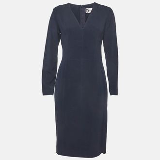 Lanvin Navy Blue Crepe Shift Mini Dress