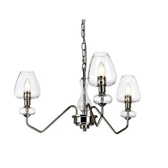 Loops 3 Bulb Ceiling Light Polished Nickel Finish Clear Glass Shades LED E14 40W in Metallics