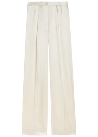 Giuliva Heritage Collection The Elsa Wide-leg Satin Trousers - Ivory - 36 (UK4 / Xxs)