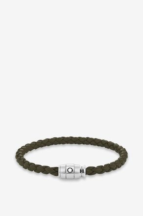 Montblanc Leder-Flechtarmband Three Rings Khaki - M