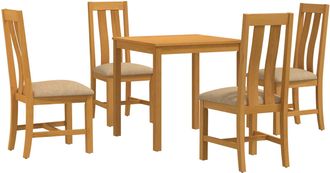 vidaXL Conjunto De Comedor 5 Uds. Beige Madera De Roble S&oacute;lido Vidaxl