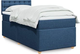 vidaXL Cama Box Spring Con Colch&oacute;n Tela Azul 90x190 Cm Vidaxl