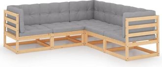 vidaXL Vidaxl - Juego De Muebles De Jard&iacute;n 5 Pzas Y Cojines Madera Pino Maciza