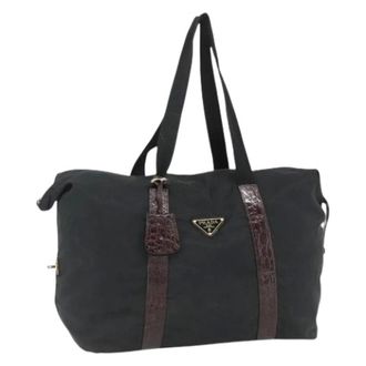 Prada Pre-owned Weekend Bags, female, Black, Size: ONE SIZE Pre-owned Vintage Nylon Boston Bag