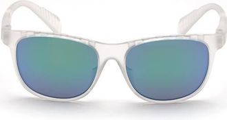 adidas 55mm Round Sunglasses in Crystal /Smoke Mirror at Nordstrom