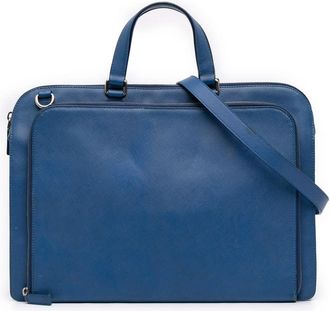 Prada Pre-owned Prada Saffiano Cuir Travel Front Zip Pocket Briefcase Unisex 68JB3SQH6SWW2UBY