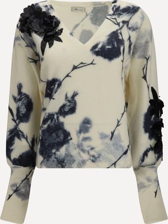 Blumarine Wool and cashmere Sweater with applied roses Female S
