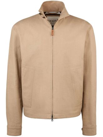 Tod's linen jacket - men - Linen/Flax/Polyurethane/Polyester/Calf Leather - M - Neutrals