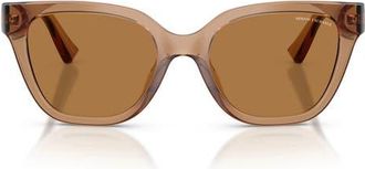 A|X Armani Exchange 53mm Cat Eye Sunglasses in Shiny Brown /Bronze at Nordstrom