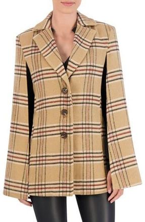 Ookie & Lala Plaid Cape Coat in Camel/Black at Nordstrom Rack, Size X-Small