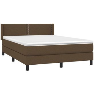 vidaXL Vidaxl - Cama Box Spring Con Colch&oacute;n Tela Marr&oacute;n Oscuro 140x190 Cm