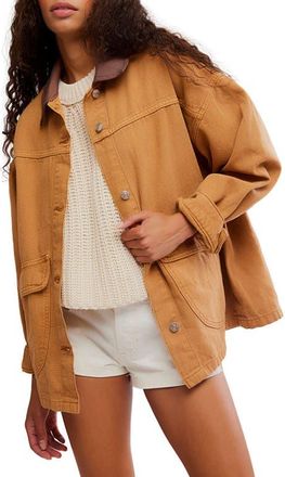 Free People Lemon Canvas Chore Jacket in Meerkat at Nordstrom, Size X-Large
