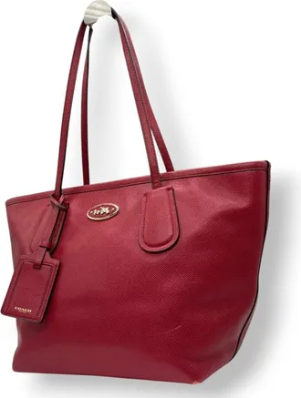 Coach Red Color Shoulder Bag Tote Bag (Pre-Owned)