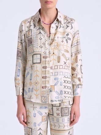 Momoni Silk Shirt with Ethnic Print