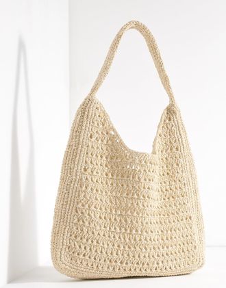 Talbots Raffia Hobo Bag - White/Natural - 001 Talbots