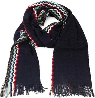 Missoni Geometrische Franje Sjaal - unisex - Wintersjaals - Zwart - ONE Size - Accessoires