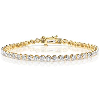 The Diamond Store Lab Diamond Tennis Bracelet Rubover Set 3.00ct F/VS in 18K Gold
