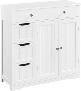 Yaheetech Yaheetech - Mueble De Ba&ntilde;o, Auxiliar De Madera Mdf Armario De Ba&ntilde;ocon Cajones Y Estantes Ajustables Armario De Almacenamiento Para Sala De Estar Blanc