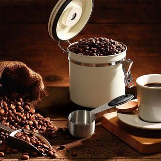 OEM Jarra Para Frijoles Con V&aacute;lvula Unidireccional, 1,2 L, Color Beige, Con Cuchara