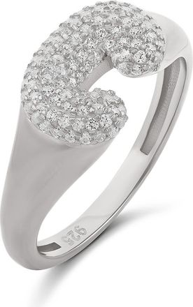 SHYMI Pav&eacute; Bubble Initial Ring in Silver at Nordstrom, Size 8