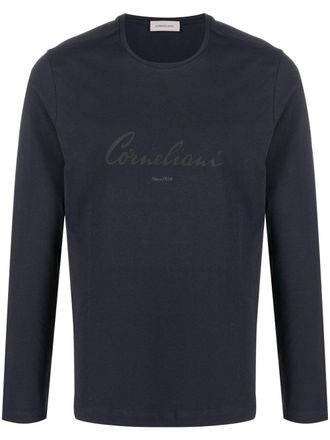 Corneliani T-shirt met logoprint - Blauw