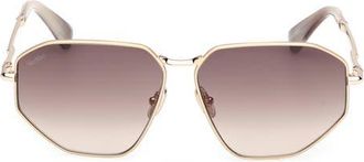 Max Mara Miller 54mm Navigator Sunglasses in Pale Gold/Feather Grey/Brown at Nordstrom